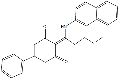 2-[1-(2-naphthylamino)pentylidene]-5-phenyl-1,3-cyclohexanedione Struktur