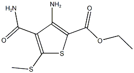 ethyl 3-amino-4-(aminocarbonyl)-5-(methylsulfanyl)thiophene-2-carboxylate Struktur