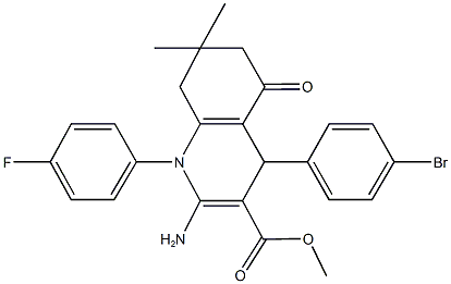 methyl 2-amino-4-(4-bromophenyl)-1-(4-fluorophenyl)-7,7-dimethyl-5-oxo-1,4,5,6,7,8-hexahydro-3-quinolinecarboxylate Struktur