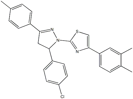 2-[5-(4-chlorophenyl)-3-(4-methylphenyl)-4,5-dihydro-1H-pyrazol-1-yl]-4-(3,4-dimethylphenyl)-1,3-thiazole Struktur