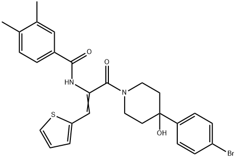 N-[1-{[4-(4-bromophenyl)-4-hydroxy-1-piperidinyl]carbonyl}-2-(2-thienyl)vinyl]-3,4-dimethylbenzamide Struktur