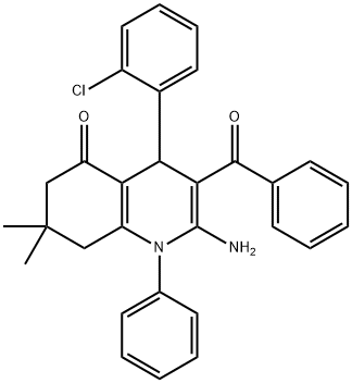 2-amino-3-benzoyl-4-(2-chlorophenyl)-7,7-dimethyl-1-phenyl-4,6,7,8-tetrahydro-5(1H)-quinolinone Struktur