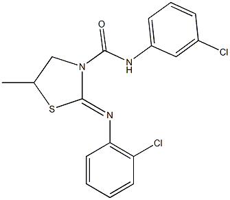 N-(3-chlorophenyl)-2-[(2-chlorophenyl)imino]-5-methyl-1,3-thiazolidine-3-carboxamide Struktur