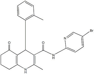 N-(5-bromopyridin-2-yl)-2-methyl-4-(2-methylphenyl)-5-oxo-1,4,5,6,7,8-hexahydroquinoline-3-carboxamide Struktur