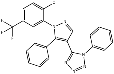 5-{1-[2-chloro-5-(trifluoromethyl)phenyl]-5-phenyl-1H-pyrazol-4-yl}-1-phenyl-1H-tetraazole Struktur