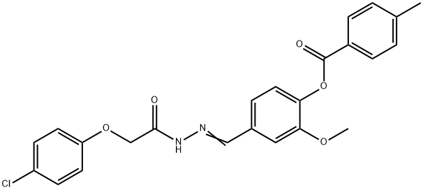 4-{2-[(4-chlorophenoxy)acetyl]carbohydrazonoyl}-2-methoxyphenyl 4-methylbenzoate Struktur