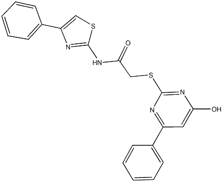 2-[(4-hydroxy-6-phenyl-2-pyrimidinyl)sulfanyl]-N-(4-phenyl-1,3-thiazol-2-yl)acetamide Struktur