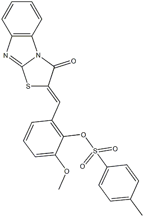 2-methoxy-6-[(3-oxo[1,3]thiazolo[3,2-a]benzimidazol-2(3H)-ylidene)methyl]phenyl 4-methylbenzenesulfonate Struktur