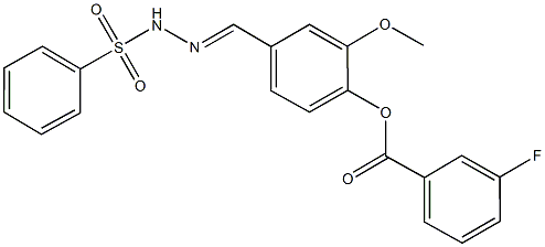 2-methoxy-4-[2-(phenylsulfonyl)carbohydrazonoyl]phenyl 3-fluorobenzoate Struktur