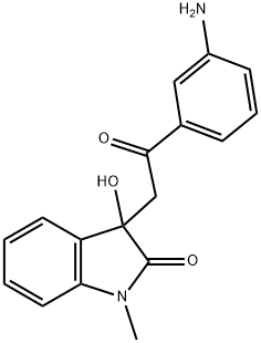 3-[2-(3-aminophenyl)-2-oxoethyl]-3-hydroxy-1-methyl-1,3-dihydro-2H-indol-2-one Struktur