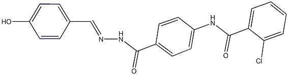 2-chloro-N-(4-{[2-(4-hydroxybenzylidene)hydrazino]carbonyl}phenyl)benzamide Struktur