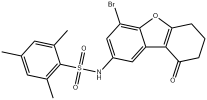 N-(4-bromo-9-oxo-6,7,8,9-tetrahydrodibenzo[b,d]furan-2-yl)-2,4,6-trimethylbenzenesulfonamide Struktur