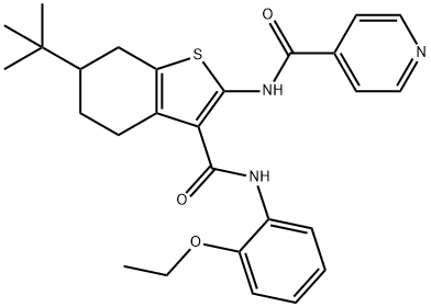 N-{6-tert-butyl-3-[(2-ethoxyanilino)carbonyl]-4,5,6,7-tetrahydro-1-benzothien-2-yl}isonicotinamide Struktur