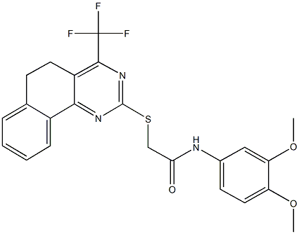 N-(3,4-dimethoxyphenyl)-2-{[4-(trifluoromethyl)-5,6-dihydrobenzo[h]quinazolin-2-yl]sulfanyl}acetamide Struktur