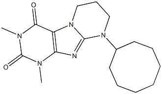 9-cyclooctyl-1,3-dimethyl-6,7,8,9-tetrahydropyrimido[2,1-f]purine-2,4(1H,3H)-dione Struktur