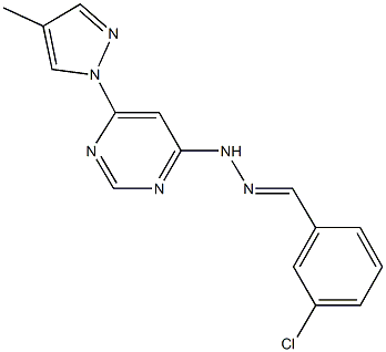 3-chlorobenzaldehyde [6-(4-methyl-1H-pyrazol-1-yl)-4-pyrimidinyl]hydrazone Struktur