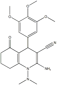 2-amino-1-(dimethylamino)-5-oxo-4-(3,4,5-trimethoxyphenyl)-1,4,5,6,7,8-hexahydro-3-quinolinecarbonitrile Struktur