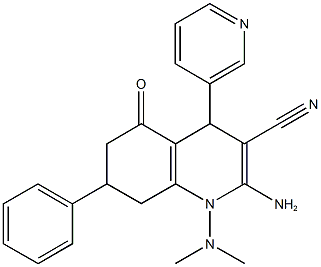 2-amino-1-(dimethylamino)-5-oxo-7-phenyl-4-(3-pyridinyl)-1,4,5,6,7,8-hexahydro-3-quinolinecarbonitrile Struktur