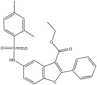 ethyl 5-{[(2,4-dimethylphenyl)sulfonyl]amino}-2-phenyl-1-benzofuran-3-carboxylate Struktur