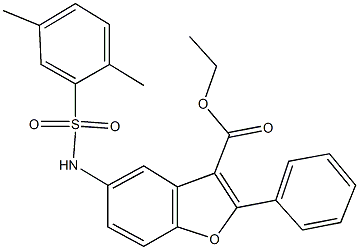 ethyl 5-{[(2,5-dimethylphenyl)sulfonyl]amino}-2-phenyl-1-benzofuran-3-carboxylate Struktur