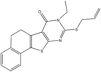 9-(allylsulfanyl)-8-ethyl-5,8-dihydronaphtho[2',1':4,5]thieno[2,3-d]pyrimidin-7(6H)-one Struktur