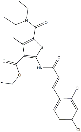 ethyl 2-{[3-(2,4-dichlorophenyl)acryloyl]amino}-5-[(diethylamino)carbonyl]-4-methyl-3-thiophenecarboxylate Struktur