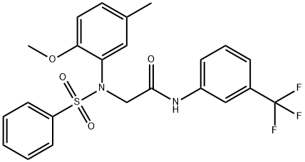 2-[2-methoxy-5-methyl(phenylsulfonyl)anilino]-N-[3-(trifluoromethyl)phenyl]acetamide Struktur