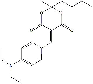 2-butyl-5-[4-(diethylamino)benzylidene]-2-methyl-1,3-dioxane-4,6-dione Struktur