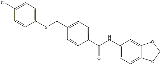 N-(1,3-benzodioxol-5-yl)-4-{[(4-chlorophenyl)sulfanyl]methyl}benzamide Struktur