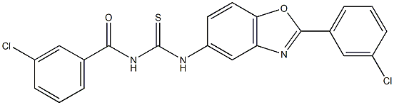 N-(3-chlorobenzoyl)-N'-[2-(3-chlorophenyl)-1,3-benzoxazol-5-yl]thiourea Struktur