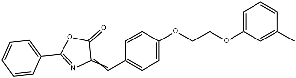 4-{4-[2-(3-methylphenoxy)ethoxy]benzylidene}-2-phenyl-1,3-oxazol-5(4H)-one Struktur