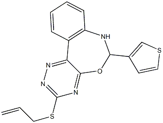 allyl6-(3-thienyl)-6,7-dihydro[1,2,4]triazino[5,6-d][3,1]benzoxazepin-3-ylsulfide Struktur