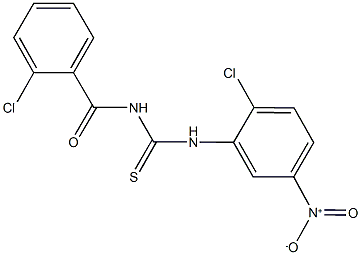 N-{2-chloro-5-nitrophenyl}-N'-[(2-chlorophenyl)carbonyl]thiourea Struktur