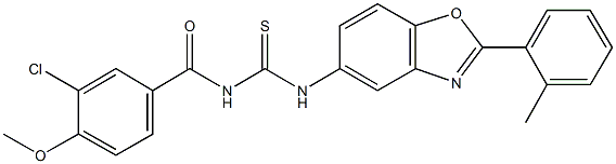 N-(3-chloro-4-methoxybenzoyl)-N'-[2-(2-methylphenyl)-1,3-benzoxazol-5-yl]thiourea Struktur