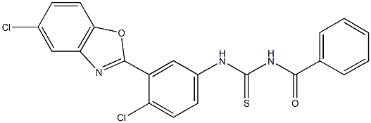 N-benzoyl-N'-[4-chloro-3-(5-chloro-1,3-benzoxazol-2-yl)phenyl]thiourea Struktur