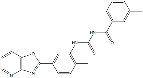 N-(3-methylbenzoyl)-N'-(2-methyl-5-[1,3]oxazolo[4,5-b]pyridin-2-ylphenyl)thiourea Struktur