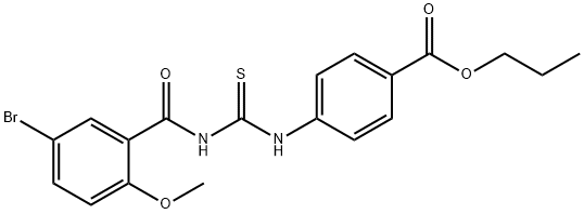 propyl 4-({[(5-bromo-2-methoxybenzoyl)amino]carbothioyl}amino)benzoate Struktur