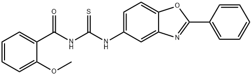 N-(2-methoxybenzoyl)-N'-(2-phenyl-1,3-benzoxazol-5-yl)thiourea Struktur