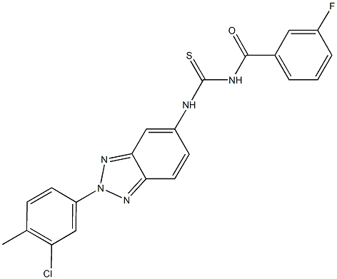 N-[2-(3-chloro-4-methylphenyl)-2H-1,2,3-benzotriazol-5-yl]-N'-(3-fluorobenzoyl)thiourea Struktur