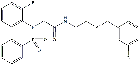 N-{2-[(3-chlorobenzyl)sulfanyl]ethyl}-2-[2-fluoro(phenylsulfonyl)anilino]acetamide Struktur