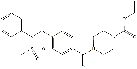 ethyl 4-(4-{[(methylsulfonyl)anilino]methyl}benzoyl)-1-piperazinecarboxylate Struktur