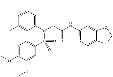 N-(1,3-benzodioxol-5-yl)-2-{[(3,4-dimethoxyphenyl)sulfonyl]-3,5-dimethylanilino}acetamide Struktur