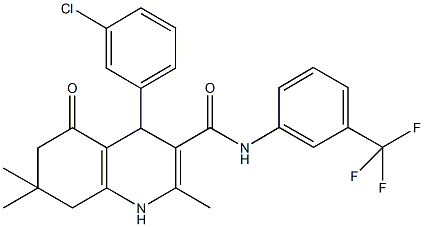 4-(3-chlorophenyl)-2,7,7-trimethyl-5-oxo-N-[3-(trifluoromethyl)phenyl]-1,4,5,6,7,8-hexahydro-3-quinolinecarboxamide Struktur