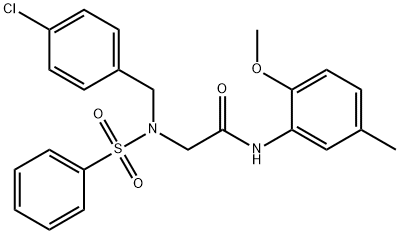 2-[[(4-chlorophenyl)methyl](phenylsulfonyl)amino]-N-[5-methyl-2-(methyloxy)phenyl]acetamide Struktur