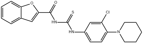 N-(1-benzofuran-2-ylcarbonyl)-N'-[3-chloro-4-(1-piperidinyl)phenyl]thiourea Struktur