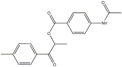 1-methyl-2-(4-methylphenyl)-2-oxoethyl 4-(acetylamino)benzoate Struktur