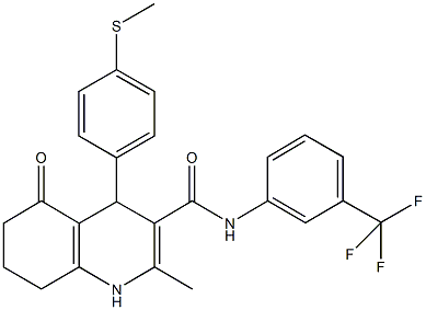 2-methyl-4-[4-(methylsulfanyl)phenyl]-5-oxo-N-[3-(trifluoromethyl)phenyl]-1,4,5,6,7,8-hexahydro-3-quinolinecarboxamide Struktur