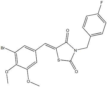 5-(3-bromo-4,5-dimethoxybenzylidene)-3-(4-fluorobenzyl)-1,3-thiazolidine-2,4-dione Struktur