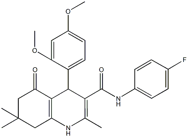 4-(2,4-dimethoxyphenyl)-N-(4-fluorophenyl)-2,7,7-trimethyl-5-oxo-1,4,5,6,7,8-hexahydro-3-quinolinecarboxamide Struktur