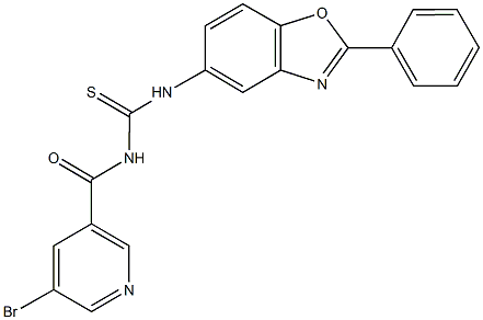 N-[(5-bromopyridin-3-yl)carbonyl]-N'-(2-phenyl-1,3-benzoxazol-5-yl)thiourea Struktur